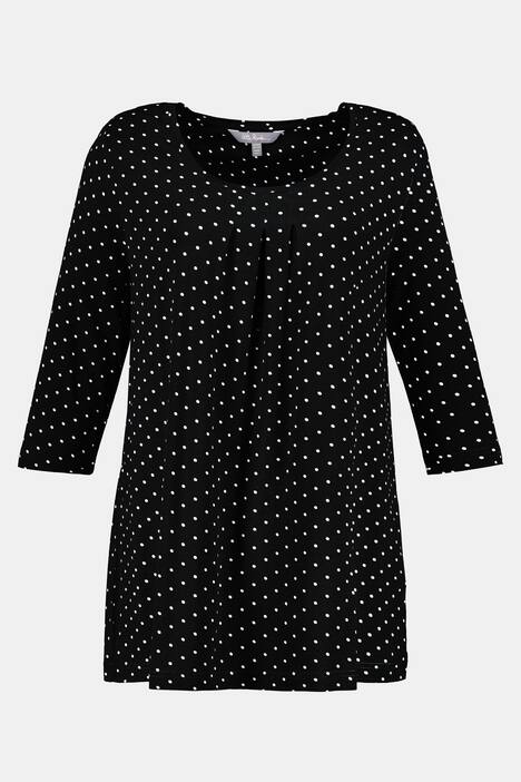 Shirt, Punktmuster, 3/4-Arm, Zierfalten