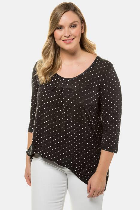 Shirt, Punktmuster, 3/4-Arm, Zierfalten