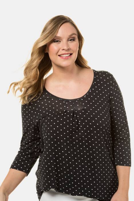 Shirt, Punktmuster, 3/4-Arm, Zierfalten