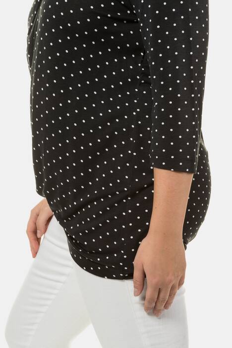 Shirt, Punktmuster, 3/4-Arm, Zierfalten