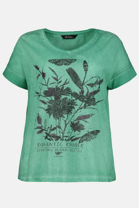 Shirt, Blütenmotiv, Oversized, cool dyed