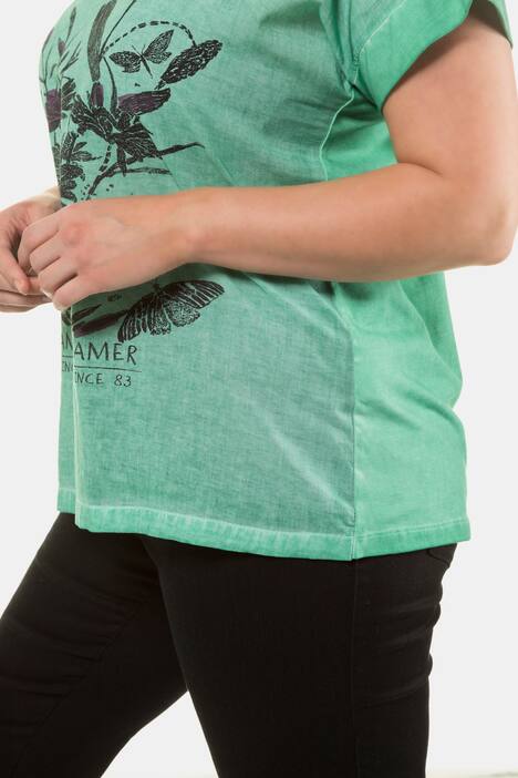 Shirt, Blütenmotiv, Oversized, cool dyed