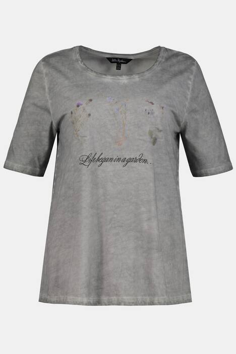 T-Shirt, Blüten, Schriftmotiv, Classic, oil dyed