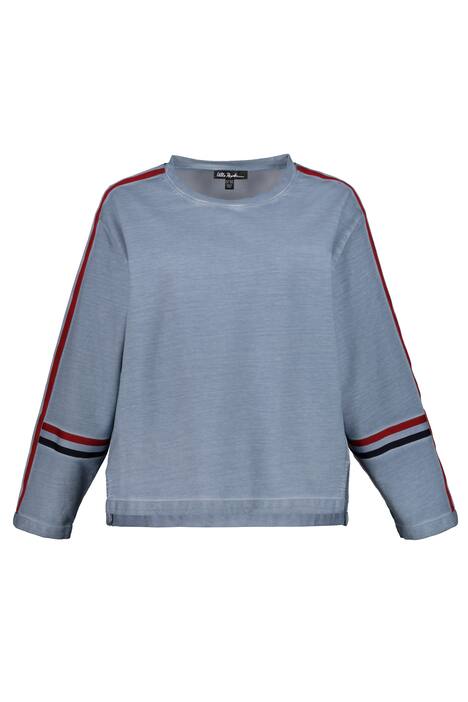 Stripe Accent Cold Dye Cotton Knit Sweatshirt