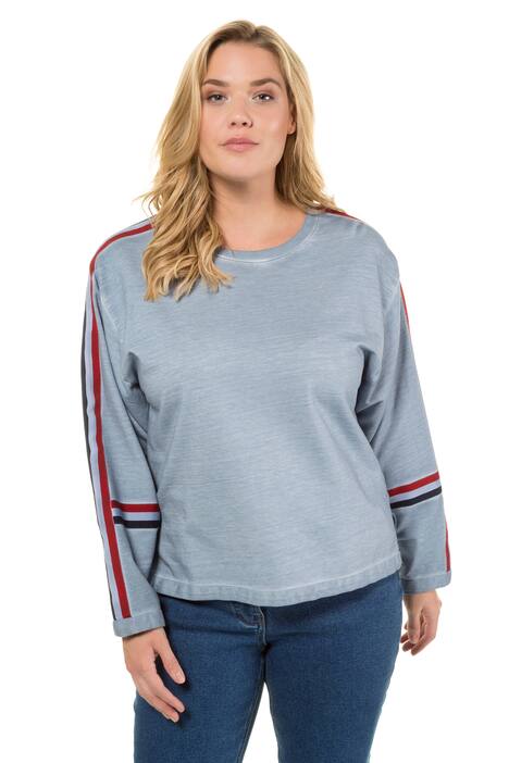 Stripe Accent Cold Dye Cotton Knit Sweatshirt