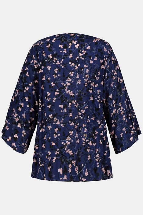 Tunika, Kirschblüten-Muster, A-Linie, leichter Krepp