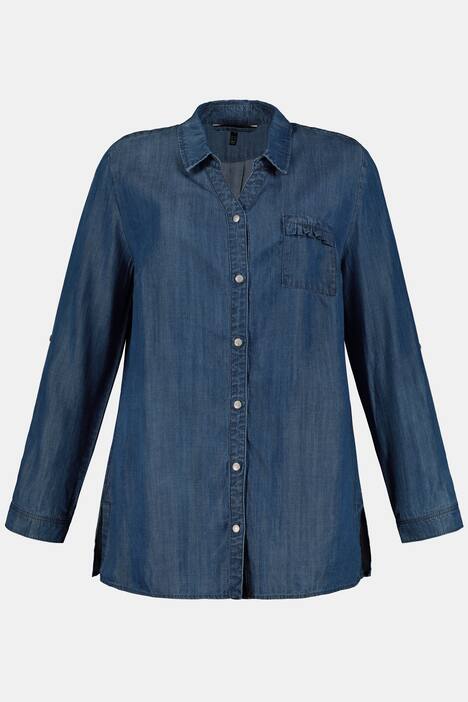 Jeanshemd, Rüschendetail, Classic, Tencel