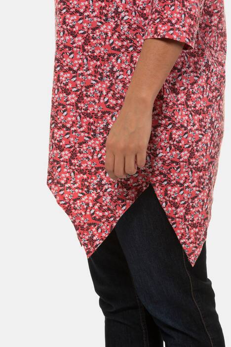 Shirt, Blütenmuster, A-Linie, Zipfelsaum