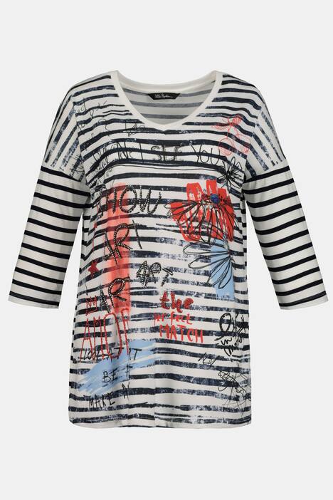 Shirt, lichte used look, V-hals, 3/4 mouwen