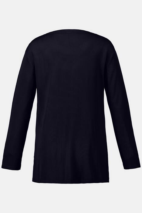Pointelle Inset Round Neck Sweater