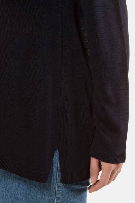 Pointelle Inset Round Neck Sweater