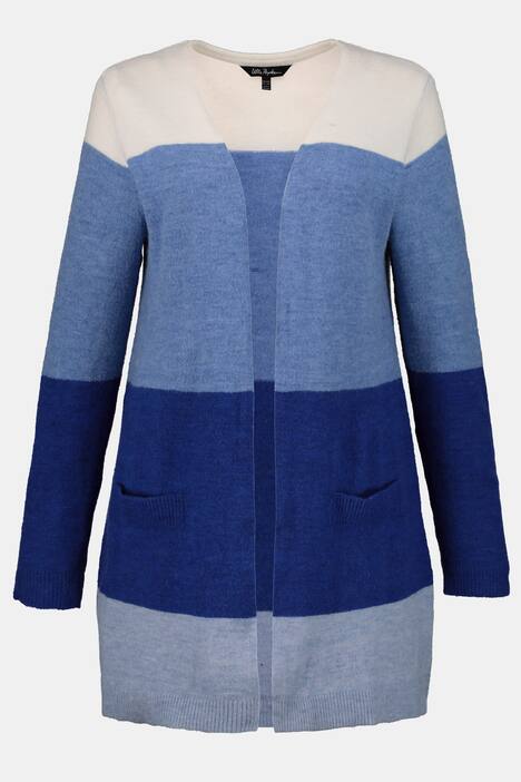 Strickjacke, Colorblocking, lange Form, kuschelweich