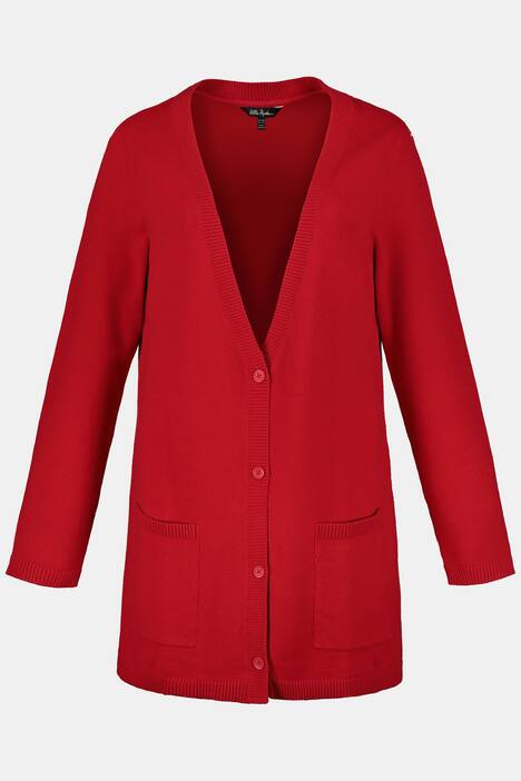 Strickjacke, längere Form, V-Ausschnitt, kuschelweich