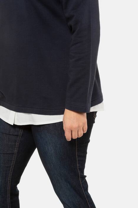 Sweatshirt, 2-in-1-Look, Classic, Blütenstickerei