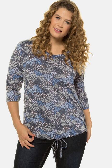 Shirt, dévorant jersey, ronde hals, 3/4 mouwen