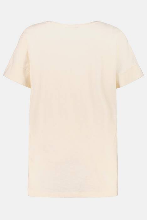 T-Shirt, Blütenstickerei, Flammjersey