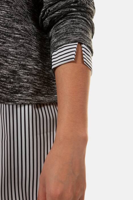 2-in-1-Pullover, Melange-Strick, Regular, Blusensaum