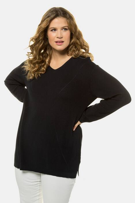 Pullover, Ajourmuster, Regular, V-Ausschnitt