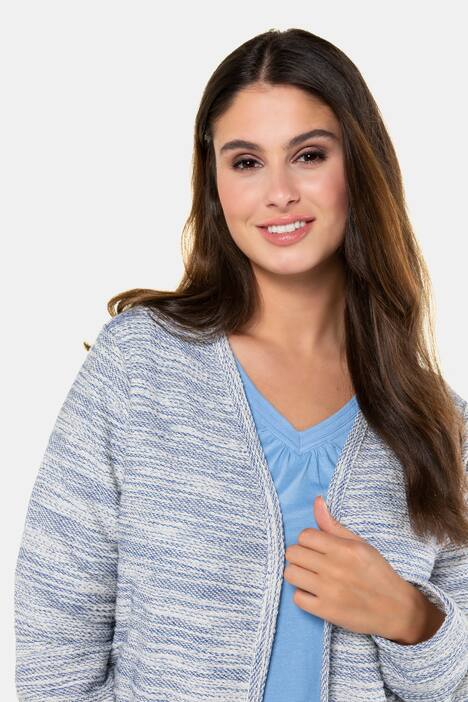 Cardigan, meliert, längere, offene Form