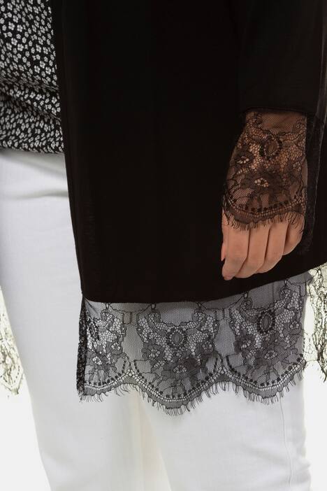 Shirtjacke, Spitzensaum, längere, offene Form