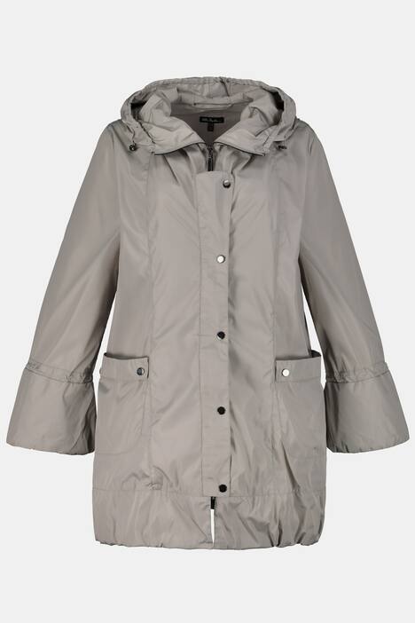 Parka, fein schimmernd, längere Form, Volantärmel