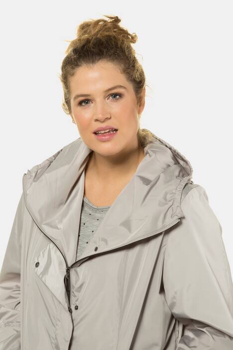 Parka, fein schimmernd, längere Form, Volantärmel
