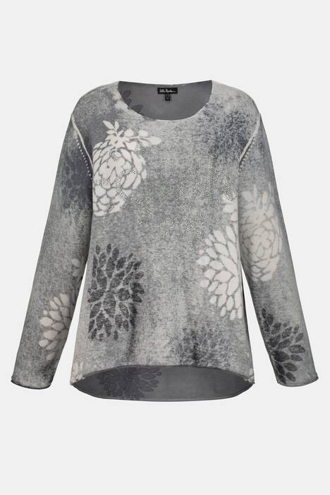 Pullover, Blütenmotiv, Regular, XL-Glitzerschrift