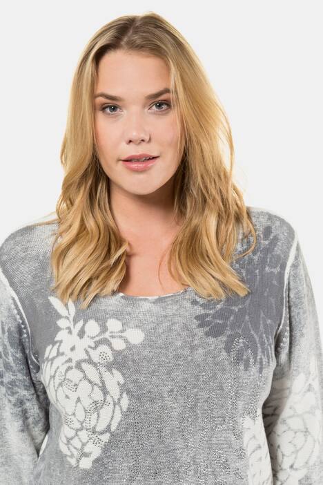 Pullover, Blütenmotiv, Regular, XL-Glitzerschrift