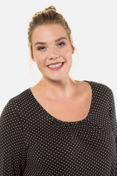 Shirt, Pünktchen, A-Linie, Zierfalten am Ausschnitt