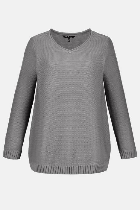 Casual V-Neck Cotton Blend Sweater