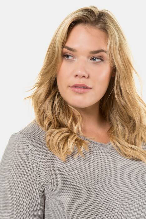 Casual V-Neck Cotton Blend Sweater