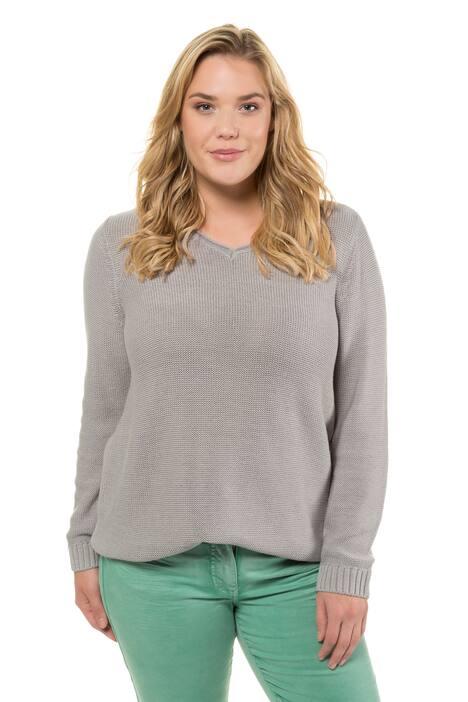 Casual V-Neck Cotton Blend Sweater