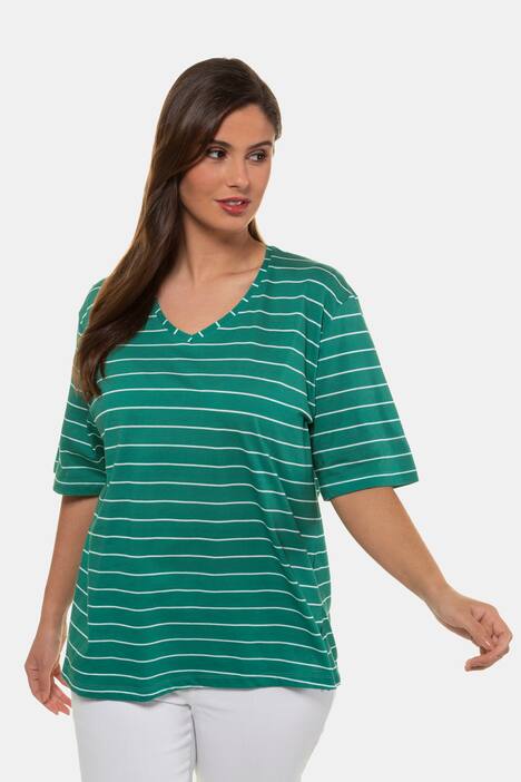 T-Shirt, Ringel, Relaxed, V-Ausschnitt