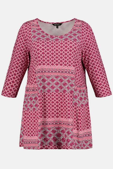 Longshirt, Patchlook, A-Linie, seitliche Kräusel