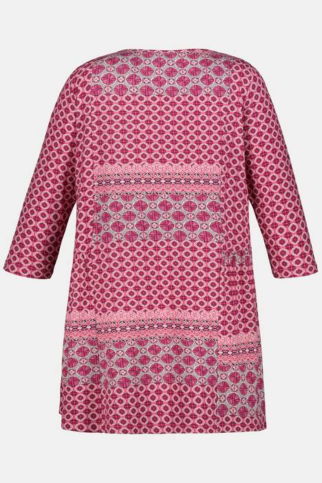 Longshirt, Patchlook, A-Linie, seitliche Kräusel