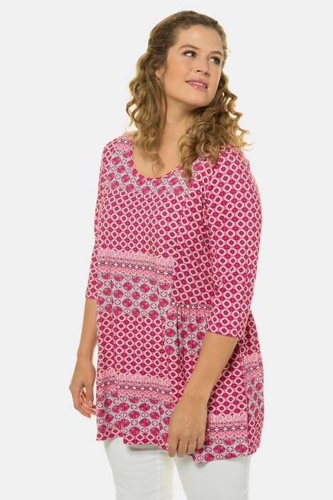 Longshirt, Patchlook, A-Linie, seitliche Kräusel