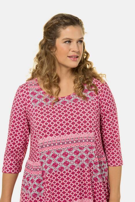 Longshirt, Patchlook, A-Linie, seitliche Kräusel