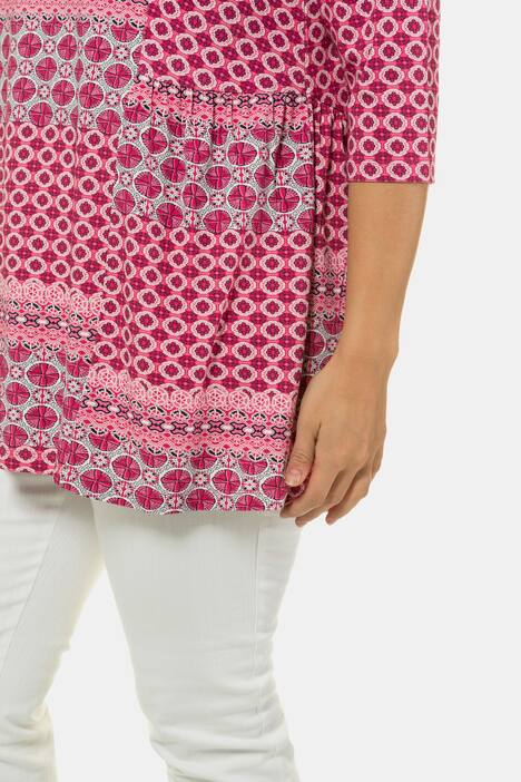 Longshirt, Patchlook, A-Linie, seitliche Kräusel