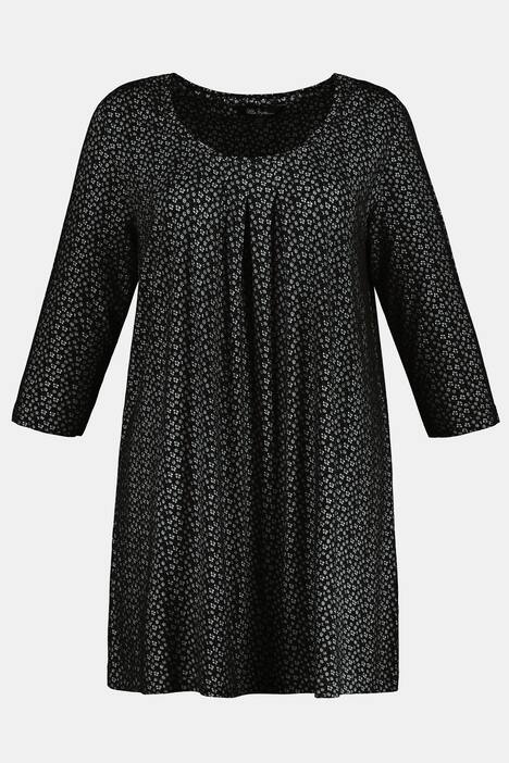 Longshirt, Blütenmuster, Zierfalten