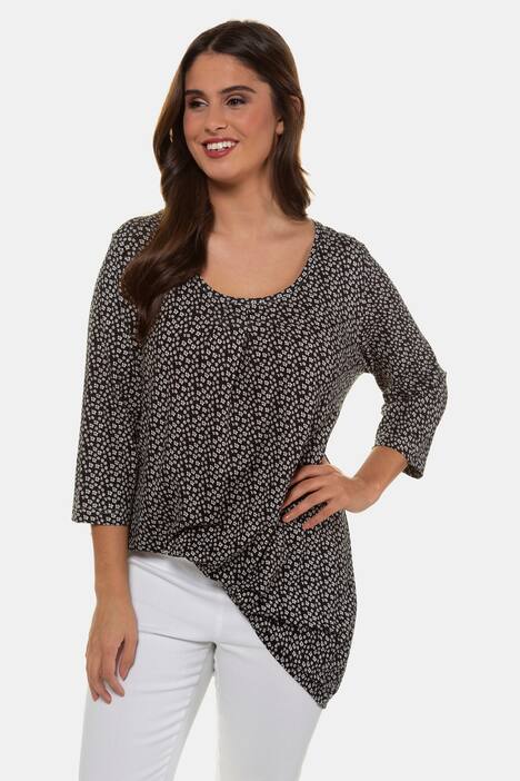 Longshirt, Blütenmuster, Zierfalten