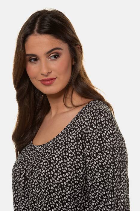 Longshirt, Blütenmuster, Zierfalten