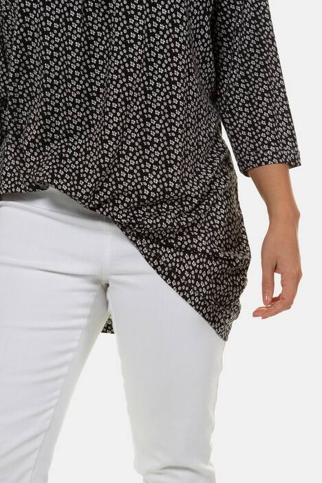 Longshirt, Blütenmuster, Zierfalten