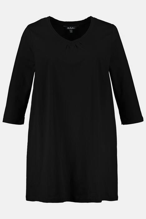 Shirt, gekräuselter V-Ausschnitt, A-Linie, 3/4-Arm