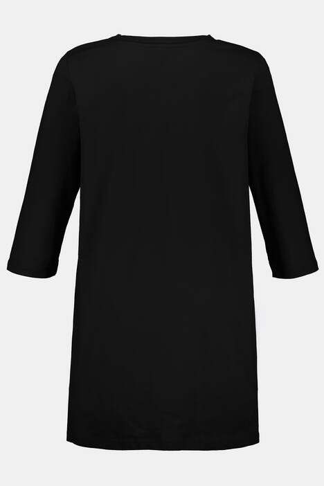 Shirt, gekräuselter V-Ausschnitt, A-Linie, 3/4-Arm