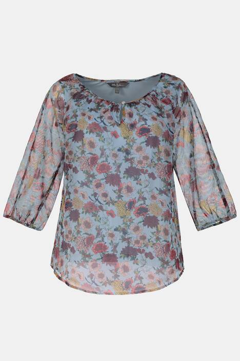 Tunika, geblümter Chiffon, blickdichtes Jerseytop