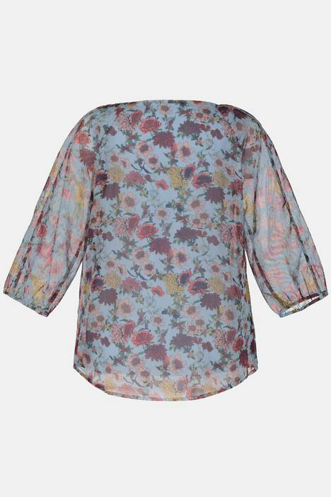 Tunika, geblümter Chiffon, blickdichtes Jerseytop
