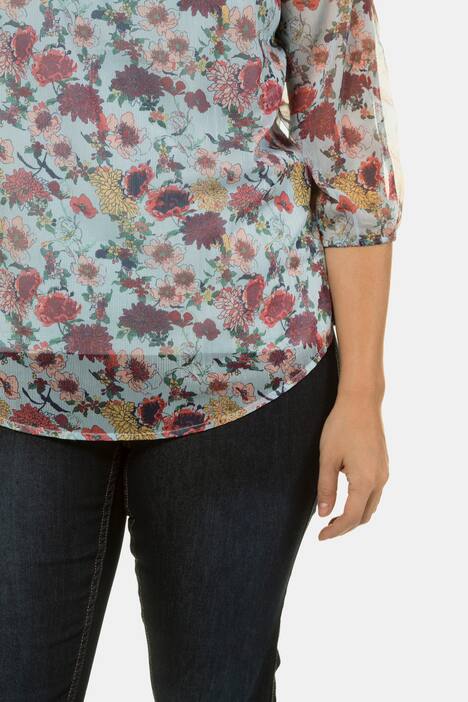 Tunika, geblümter Chiffon, blickdichtes Jerseytop