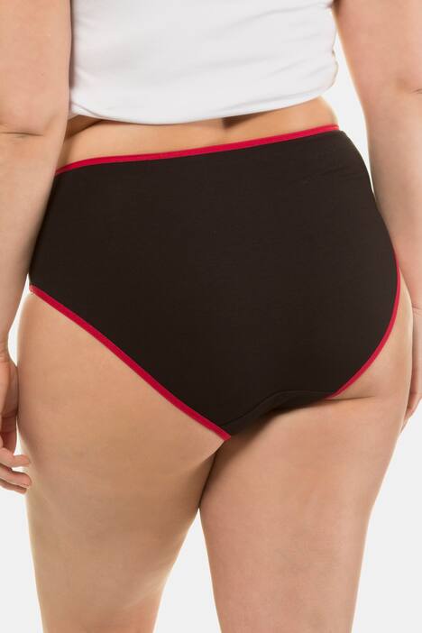 Slips, 5er-Pack, schwarz, bunte Abschlüsse