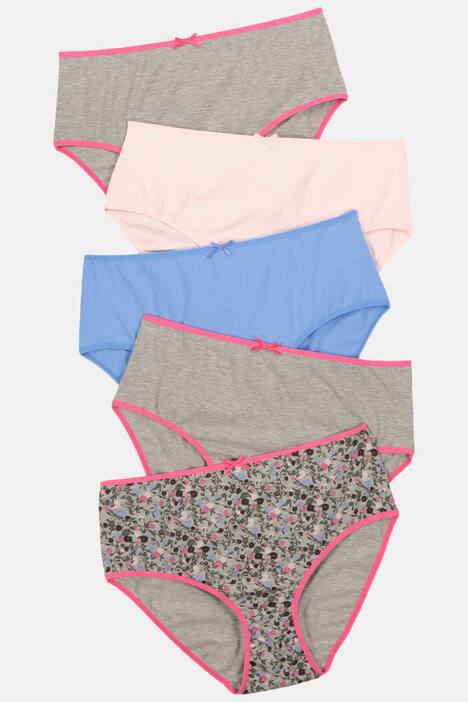 Slips, 5er-Pack, grau / blau / rosa / geblümt