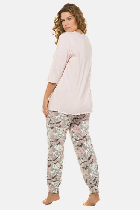 Pyjama, Blütenmuster, reine Baumwolle, bis Gr. 66/68